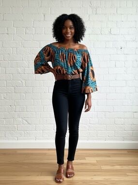 Off-Shoulder African Print Top